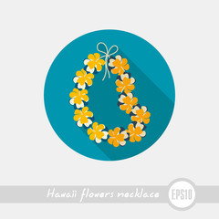 Hawaii flowers necklace, wreath icon. Vacation