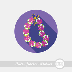 Hawaii flowers necklace, wreath icon. Vacation