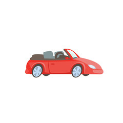Fototapeta na wymiar Vector flat illustration of a happy young woman driver sitting rides in his red car. Design concept of buy a new car