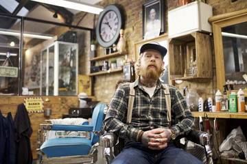 Portrait of barber in his shop