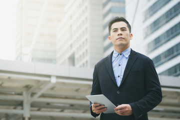 Business man and tablet