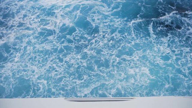 View from the cruise ship on the waves from the Board. Stock. Beautiful vacation on the sea on a Sunny day. Rest, weekend, pleasure
