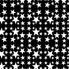Seamless pattern with a white stars on a black background