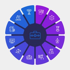 science, education Infographic Circle outline Icons Set. Contains such Icons as  air,  experiment,  science,  university,  particle,  award,  education,  travel and more. Fully Editable. Pixel Perfect