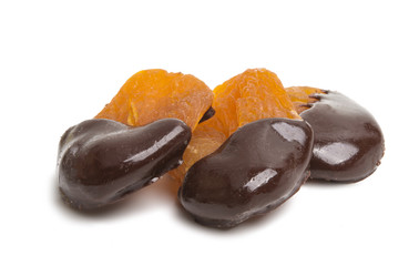 dry fruits in chocolate isolated