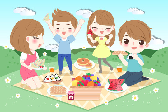 happy family with picnic