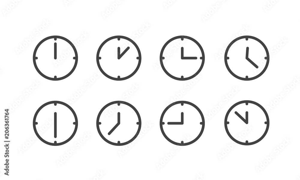Poster Different status of clocks. Vector collection