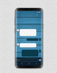 Modern smartphone with blank chat interface. Layered and detailed mockup