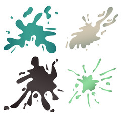 colorful paint blots or splashes vector. Drops and stains. Paint splash or splat, splattered ink, dirty blots artistic elements.