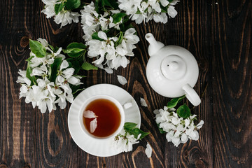 Cup of tea, flowers