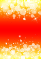 Gold and Red glitter sparkles rays lights bokeh Festive Elegant abstract background.