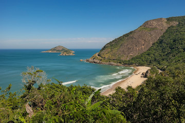 Fototapeta na wymiar Beach, green and beautiful landscape - Prainha (Beautiful Rio de Janeiro Beach)
