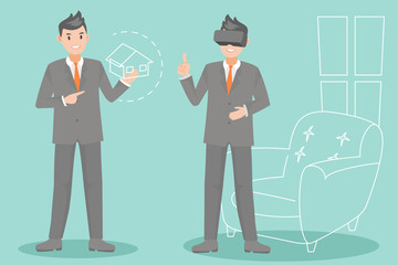 business man with virtual reality