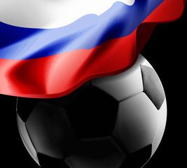 World Championship Football 2018 Background Soccer Russia with flag and football ball. Vector illustration