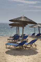 beutiful sand beach with sun-beds