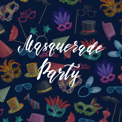 Vector background with masks and party accessories