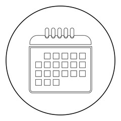 Calendar the black color icon in circle or round