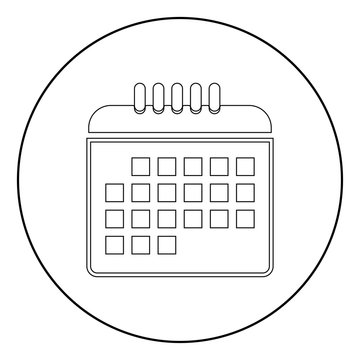 Calendar the black color icon in circle or round
