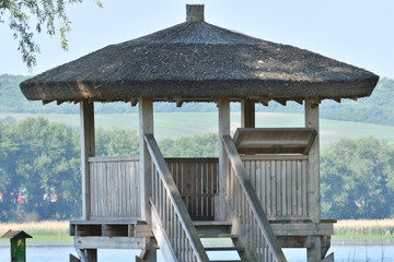 watching tower for birds and wild animals near the lake