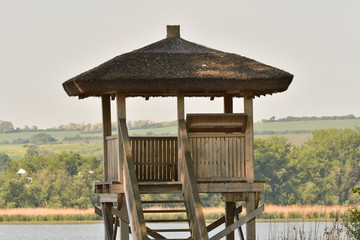 watching tower for birds and wild animals near the lake