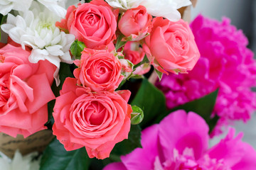 Multicolored bouquet for holiday, St. Valentine's day, wedding, birthday.