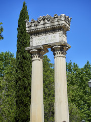 Roman colonnade in main entrance to Parque de San Isidro.