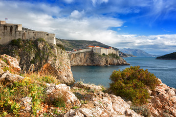 View of the Old City in Dubrovnik in sunny day