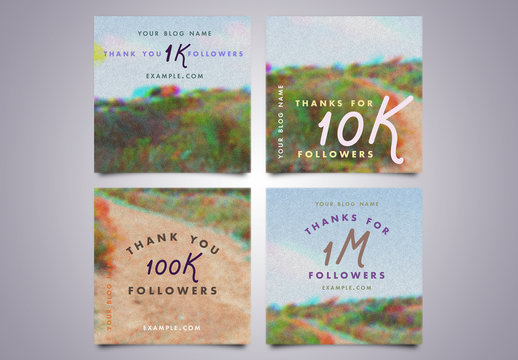 Glitch Style Social Media Post Layout Set