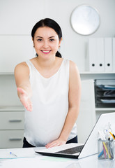 Female manager waiting for clients