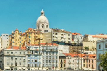 Fototapeta na wymiar Beautiful heritage buildings in Alfama, oldest district of Lisbon, Portugal.