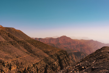 Stunning Landscape of Red Wild Mountains, Ras Al Khaimah, UAE, Mar.2018
