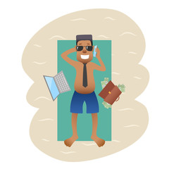 Conceptual business flat banner man on weekends isolated