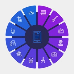science, education Infographic Circle outline Icons Set. Contains such Icons as geometry,  business,  planet,  internet,  abstract,  background,  ebook, globe and more. Fully Editable. Pixel Perfect