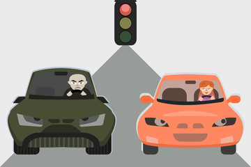 drivers waiting at traffic light