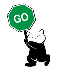 Cat logo illustration on white background.