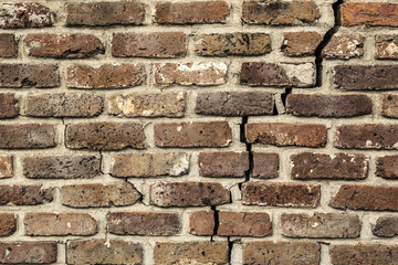 Old brick window with crack