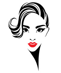 Beautiful women, logo women face makeup on white background, vector
