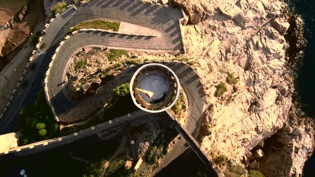 Aerial view of Tossa de Mar, Spain. The beaches, the tower, the castle and the fortress.