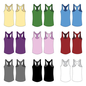 Vector template for Women's racerback style tank tops