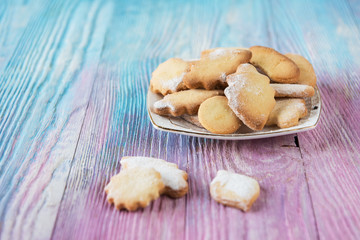 Tasty cakes set on a color gradient background