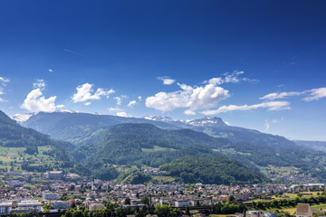 Fototapeta na wymiar Top view of the city in the Alps