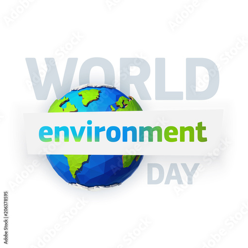World Environment Day Earth Day Banner Low Poly Illustration Of