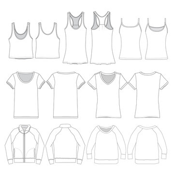 Vector template for various Women's apparel