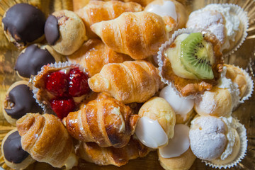 closeup of cabaret of various pastries