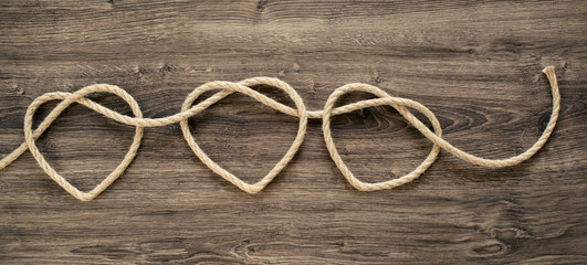 Heart shapes of rope