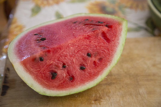 watermelon fruit closeup on cutting board