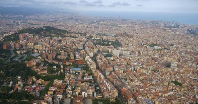 Aerial view of Barcelona city skyline, Catalonia, Spain