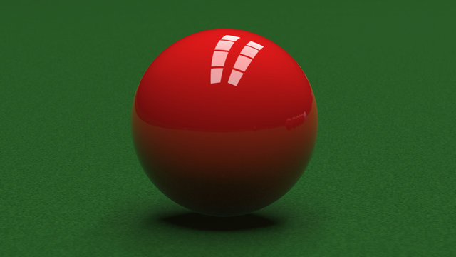 Snooker Red Ball On Green Billiard Table 3d Illustration