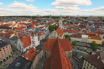 Fototapeta na wymiar Munich historical center panoramic aerial cityscape. Spring day. Bavaria, Germany