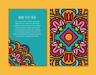 Abstract alebrije inspired ornament vector card template - 206384312